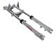 Fourche grise argentée EBR té alu "hydraulique" 675mm avec support pour freins à disque, vélomoteurs Puch Maxi