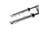 Fourche grise argentée EBR té alu "hydraulique" 675mm avec support pour freins à disque, vélomoteurs Puch Maxi