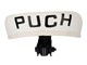 Selle (modèle fin) avec inscription PUCH, blanche/noir universelle
