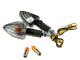 Clignotant universel Replay mini triangle transparent/carbone, universel 12V