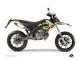 Kit déco stickers Freegun Freegunman jaune/rouge, moto 50cc Derbi DRD X-trem 2010 à 2017