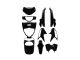Kit carrosserie (10pcs) noir, scooter HONDA SH 125cc 2005-2008