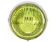 Phare rond 140mm (noir/chrome) avec vitre jaune, vélomoteurs et universel