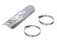 Plaque pare chaleur protection thermique chrome, design Flamme, universel pot d'échappement