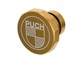Tankdeckel Puch Maxi eckig Alu Gold, mit Puch Logo