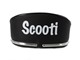 Selle avec inscription SCOOTI, noir/blanche, universelle