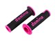 Poignée Domino On Road A450 Noir/Fuchsia 22/26 mm (embouts ouverts), universelle pour vélomoteurs, scooters et motos