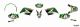Kit déco graphique Stage6 vert-noir, moto Yamaha DT50 / MBK X-Limit