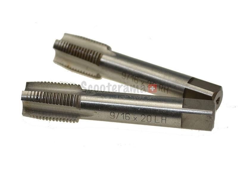Lot De 2 Tarauds HSS 9/16'' 20 TPI Pour Manivelle - Filetage à Droite Et à Gauche, Acier Rapide