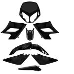 Kit carrosserie 8pce, DERBI SENDA DRD SM Racing, année 2004-2010, NOIR Kit carrosserie 8pce, DERBI SENDA DRD SM Racing, année 2004-2010, NOIR