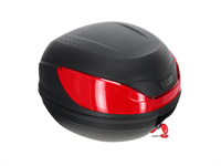 Top case 32 litres noir/rouge, support inclus, universel vélomoteurs, scooter, motos