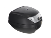 Top Case 28 litre noir/blanc (support inclus) universel vélomoteurs, scooter, motos