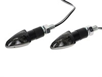 Paire de clignotants à Led's "mini" noir (M8), homologation E8 universel vélomoteurs, scooter, motos Paire de clignotants à Led's "mini" noir (M8), homologation E8 universel vélomoteurs, scooter, motos