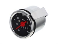 Compteur de vitesse 60 km/h - Ø 48mm, cadran noir / chrome, universel vélomtoeurs Compteur de vitesse 60 km/h - Ø 48mm, cadran noir / chrome, universel vélomtoeurs
