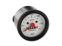 Compteur 60 km/h original, fond blanc, Tomos