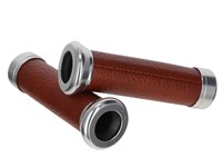 Poignées de guidon Custom 22/24mm brunes en simili cuir