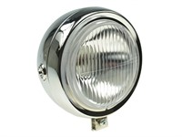 Phare rond chromé Ø 130mm, sans interrupteur, universel vélomoteurs