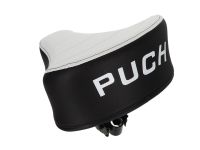 Sattel (erhöht) schwarz/weiss mit PUCH Aufdruck, universal Sattel (erhöht) schwarz/weiss mit PUCH Aufdruck, universal