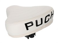 Selle (modèle fin) avec inscription PUCH, blanche/noir universelle Selle (modèle fin) avec inscription PUCH, blanche/noir universelle