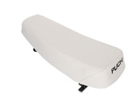 Sitzbank weiss mit PUCH Schriftzug, Puch Maxi