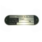 Plaque d'identification Piaggio & CO. Genova-Vespa (80x25x0.6mm) Plaque d'identification Piaggio & CO. Genova-Vespa (80x25x0.6mm)