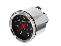 Compteur de vitesse 60km/h - Ø 60mm, éclairage 6V cadran noir/chromé, universel vélomoteurs Compteur de vitesse 60km/h - Ø 60mm, éclairage 6V cadran noir/chromé, universel vélomoteurs