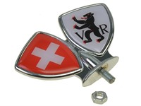 Emblème de garde boue, drapeaux Suisse/canton Appenzell Rhodes extérieures