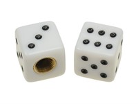Paire de bouchons de valve "Dé", blanc (type Schrader) Paire de bouchons de valve "Dé", blanc (type Schrader)