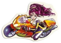 Sticker, Moto Girl 12x8 cm