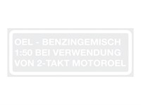 Abziehbild weiss Oel Benzingemisch «Mischverhältnis» Abziehbild weiss Oel Benzingemisch «Mischverhältnis»