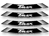 Autocollant/sticker pour jante T-MAX blanc-noir (8 pcs)
