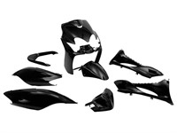Kit carrosserie REPLAY (9pcs) noir brillant, scooter MBK Mach-G / Yamaha Jog-R