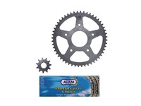 Kit chaine AFAM acier std 11x52 dents 420, moto Rieju MRT