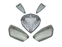 Kit cabochons clignotants+feu arrière fumés noir, scooter Yamaha Aerox New NS dès 2013