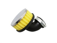 Filtre à air Replay tuning, coudé 90°, jaune/chrome, carbu PHBG-PHVA.. (28 ou 35mm)