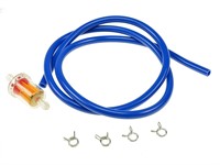 Durite blau avec filtre à essence, Ø=5mm, universel vélomoteur/scooter Durite blau avec filtre à essence, Ø=5mm, universel vélomoteur/scooter