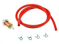 Durite rouge avec filtre à essence, Ø=5mm, universel vélomoteur/scooter Durite rouge avec filtre à essence, Ø=5mm, universel vélomoteur/scooter