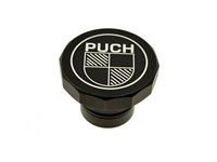 Bouchon de réservoir CNC (12 facettes), logo Puch alu noir, vélomoteur Puch Maxi Bouchon de réservoir CNC (12 facettes), logo Puch alu noir, vélomoteur Puch Maxi