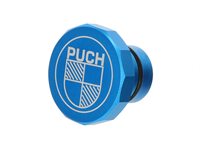 Bouchon de réservoir CNC (12 facettes), alu bleu, vélomoteur Puch Maxi