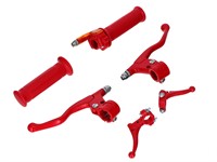 Set de poignées et leviers Lusito rouge (gaz, frein, embrayage-décompresseur)