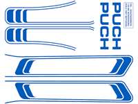 Kit déco stickers autocollant 1ère qualité, bleu, vélomoteurs Puch Maxi