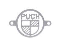Emblème Puch (inox) pour couverture du trou de filtre à air
