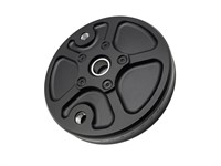 Lagerplatte Hinterrad MCRWK Piaggio Boxer 1 und Boxer 2, CNC Aluminium Schwarz