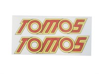 Autocollant sticker TOMOS jaune / rouge (ancien modèle) Autocollant sticker TOMOS jaune / rouge (ancien modèle)