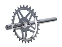 Axe de pédalier 28 dents chromé, vélomoteurs Sachs Alpa Axe de pédalier 28 dents chromé, vélomoteurs Sachs Alpa