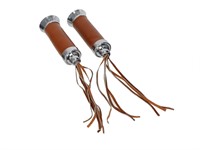 Lenkergriffe braun mit Strähnen (Leder) Lenkergriffe braun mit Strähnen (Leder)