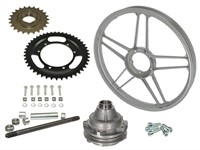 Jante gris 17x1.35 Grimeca alu à batons, originale, vélomoteurs Puch Maxi