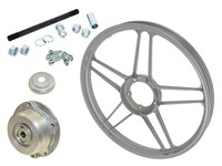 Kit roue avant 17 x1.35 Grimeca alu à baton GRIS, moyeu Leleu, vélomoteurs Puch Maxi