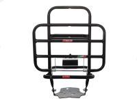 Porte bagage noir avec support de roue, scooter Piaggio Vespa 50/90/125, Primavera, ET3 Porte bagage noir avec support de roue, scooter Piaggio Vespa 50/90/125, Primavera, ET3