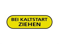Aufkleber (BEI KALTSTART ZIEHEN) Seitenschutz Puch X30 Velux (36 x10 mm)